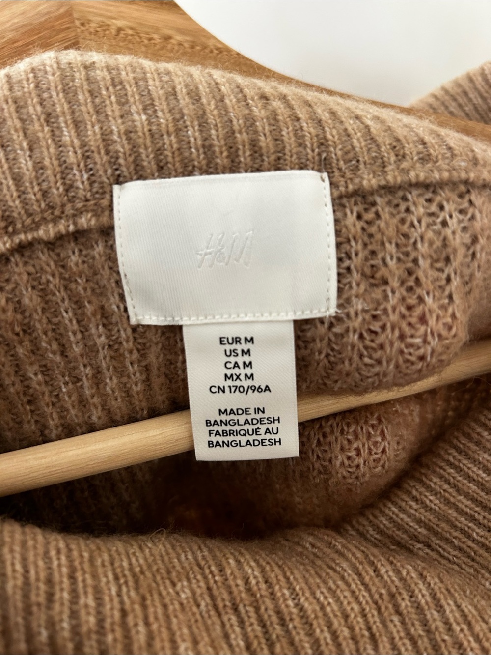 H&M Ribbed Off-Shoulder Foldover Sweater - Camel Brown - Picture 3 of 3